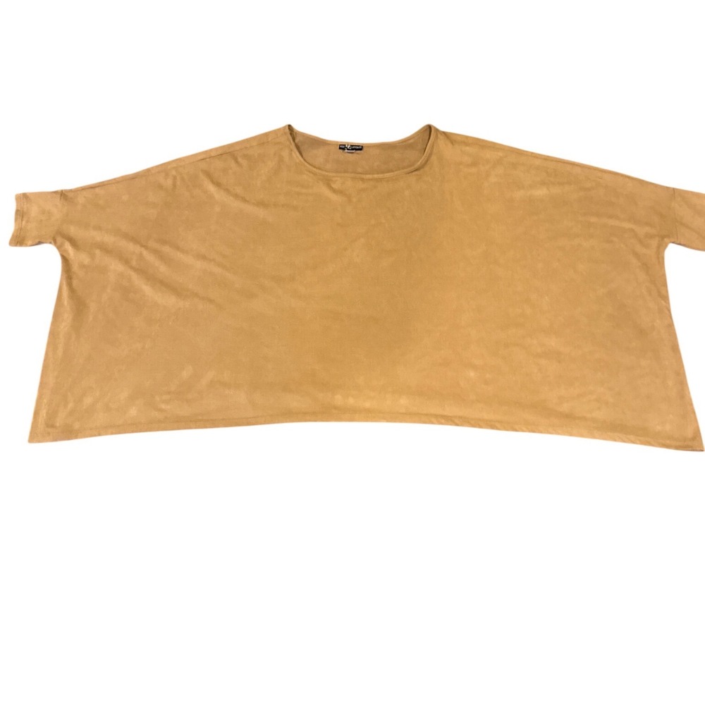 Body Language Paris Woman's Boho Tan Faux Suede Batwing Poncho One Size Made USA